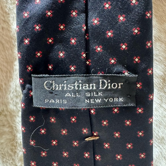 Christian Dior Tie Navy Blue and Red - Picture 11 of 11